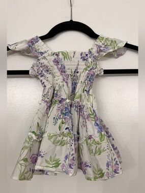 Hill House The Tiny Ellie Nap Dress Wisteria White & Purple Size 6-12 Months